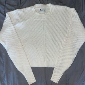 Hollister Cream Ribbed Cropped Sweater